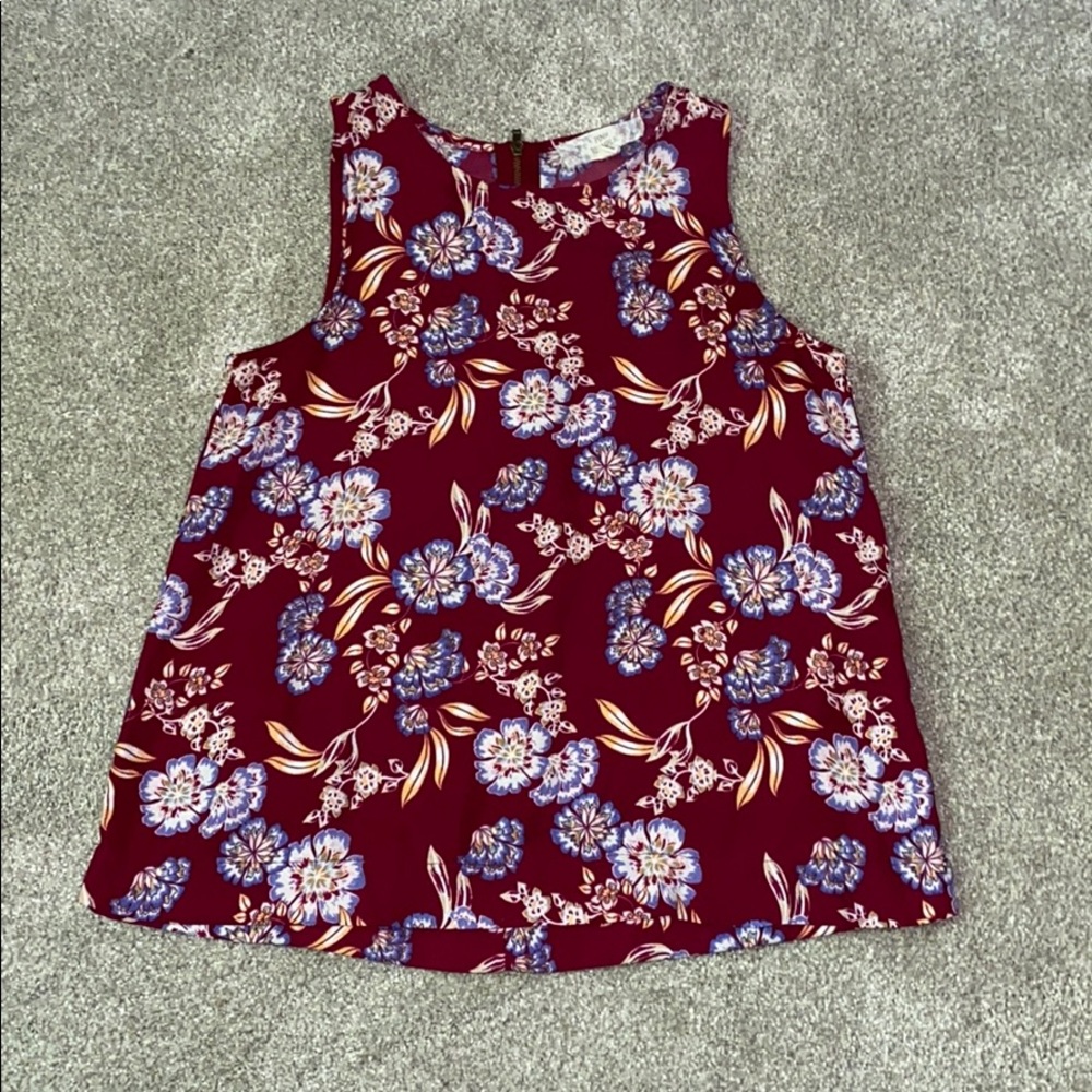 red floral loose tank
